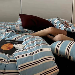 Vintage Navy Striped Duvet Cover