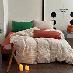 Vintage Red Striped Bedding Set