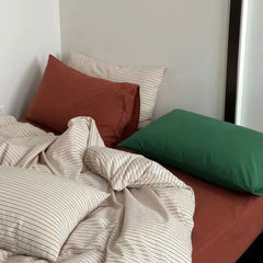 Vintage Red Striped Duvet Cover