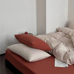 Vintage Red Striped Duvet Cover