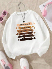 White Inspirational Text Graphic Sweatshirt