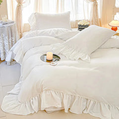 White Shabby Chic Pearl Beaded Duvet Cover Set