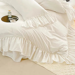 White Shabby Chic Pearl Beaded Duvet Cover Set