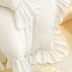 White Shabby Chic Pearl Beaded Duvet Cover Set