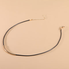 Black Wax Rope Metal Tube Choker