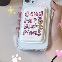 Cartoon Bear Wallet MagSafe Card Holder