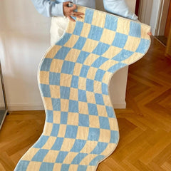 Curvy Edge Pastel Checker Rug