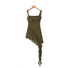Arie Flounce Hem Irregular Ruffle Mini Dress
