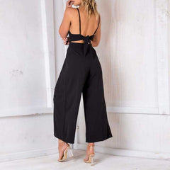 Formal Sleeveless Wrap Front Wide Leg Palazzo Jumpsuit