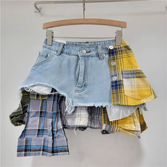 Asymmetrical Y2K Denim Skirt