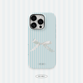 Blue Striped Bow iPhone Case