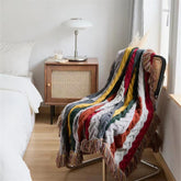 Boho Twist Knitted Blanket with Tassels
