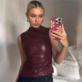Burgundy Leather Tank Top