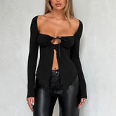 Jersey Long Sleeve Top Hoop Knot