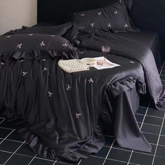 Chic Bow Embroidery Duvet Cover