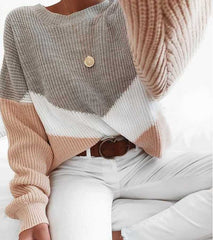 Color Block Oversized Striped Knit Sweaters For Women