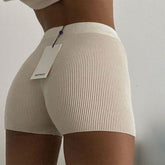 Basic Fitted Ribbed Cycle Shorts Knitted Highwaist Shorts