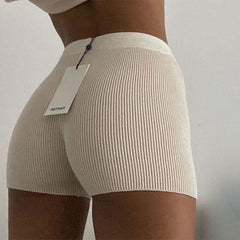 Basic Fitted Ribbed Cycle Shorts Knitted Highwaist Shorts