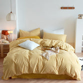 Cotton Small Gingham Bedding Set - Yellow
