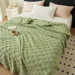Cozy Plaid Fleece Blanket - Green