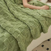 Cozy Plaid Fleece Blanket - Green