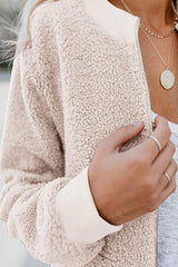 Casual Chubby Teddy Bear Sherpa Bomber College Baseball Jacket