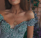 Daisy Floral Prints Vintage Green Frilled Button Through Dress