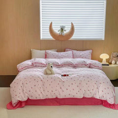 Cute Cherry Print Bedding Set - Pink
