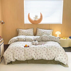 Cute Cherry Print Bedding Set - White