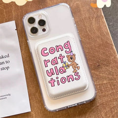 Cartoon Bear Wallet MagSafe Card Holder