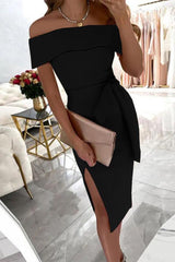 inostorâ„?Fashion Solid Patchwork Off the Shoulder One Step Skirt Dresses(5 colors)