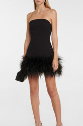 inostorâ„?strapless feather trim mini dress