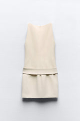 Ivory Belted Button Mini Dress