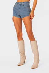 Ribbon Bow Pockets Denim Shorts