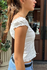 Lily Solid Button Frill Top