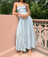 inostorâ„?Pleated Patchwork Sheath Dress