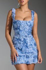 inostorâ„?Sweet Elegant Solid Appliques Square Collar Wrapped Skirt Dresses