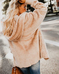 Fur Lined Faux Fur Fuzzy Long Hooded Cardigan With Pockets