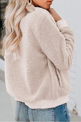 Casual Chubby Teddy Bear Sherpa Bomber College Baseball Jacket