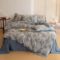 Floral Jacquard Bedding Set with Bow Tie - Pink