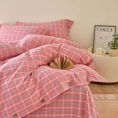 Gingham Bedding Set - Grey