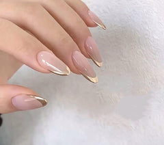 Gold Edge Almond French Tip