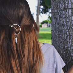 Lucky Moon Quartz Stone hair clip Stone Pendent Hairpin