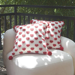 Heart Tufted Throw Pillow with Pom-pom