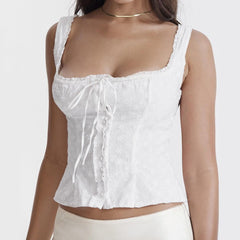 White Broderie Anglaise Front Button Up Top