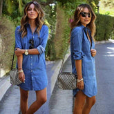 Casual Button Up Denim T-Shirt Dress