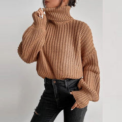 Casual Baggy Ribbed Turtle Neck Jumper Sweater