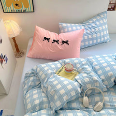 Purple Striped Cotton Bedding Set