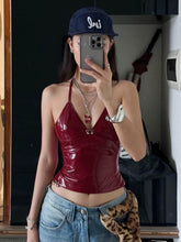Y2K Red Leather Crop Top