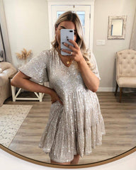 Glitter High Thigh Split Sequin Long Black Dress With Slit